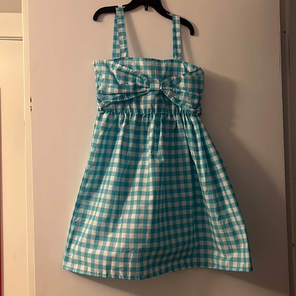 Pink Angel blue and white dress